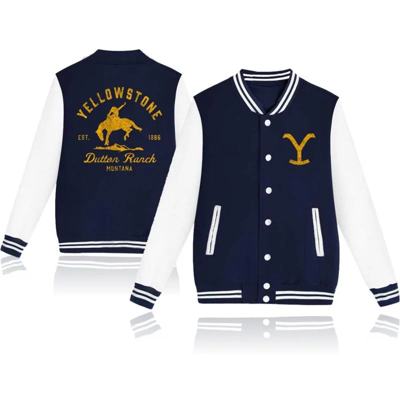 Classic Fashion Yellowstone Dutton Ranch Printed Jackets for Men and Women Buttoned Baseball Jersey Sweatshirt Jacket Tops