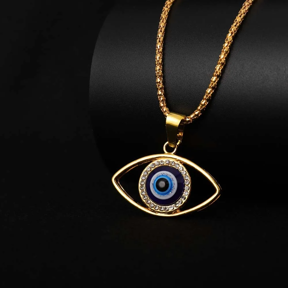 Nwe Vintage Eye of Fortune Pendant Necklace for Women steel and titanium Personality Gothic Chain Necklaces Jewelry Gift