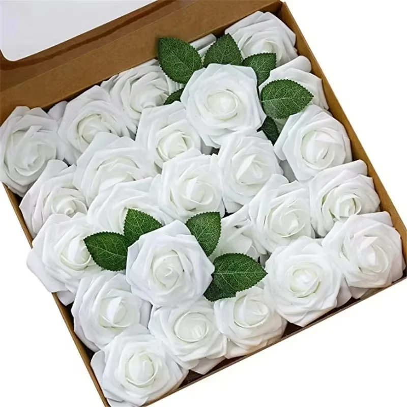 25 -100 Pezzi Fiori Artificiali con Steli per Bouquet da Sposa Fai da Te Centrotavola Festa Casa Decorazione di San Valentino