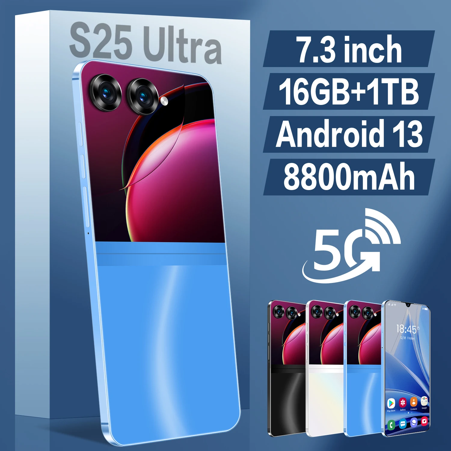 

Latest S25 Ultra Smartphone 7.3 Inches HD Screen/16GB+1TB Internal Memory/8800mAh Battery/5G Snapdragon 8 Gen2/48MP+72MP Camera