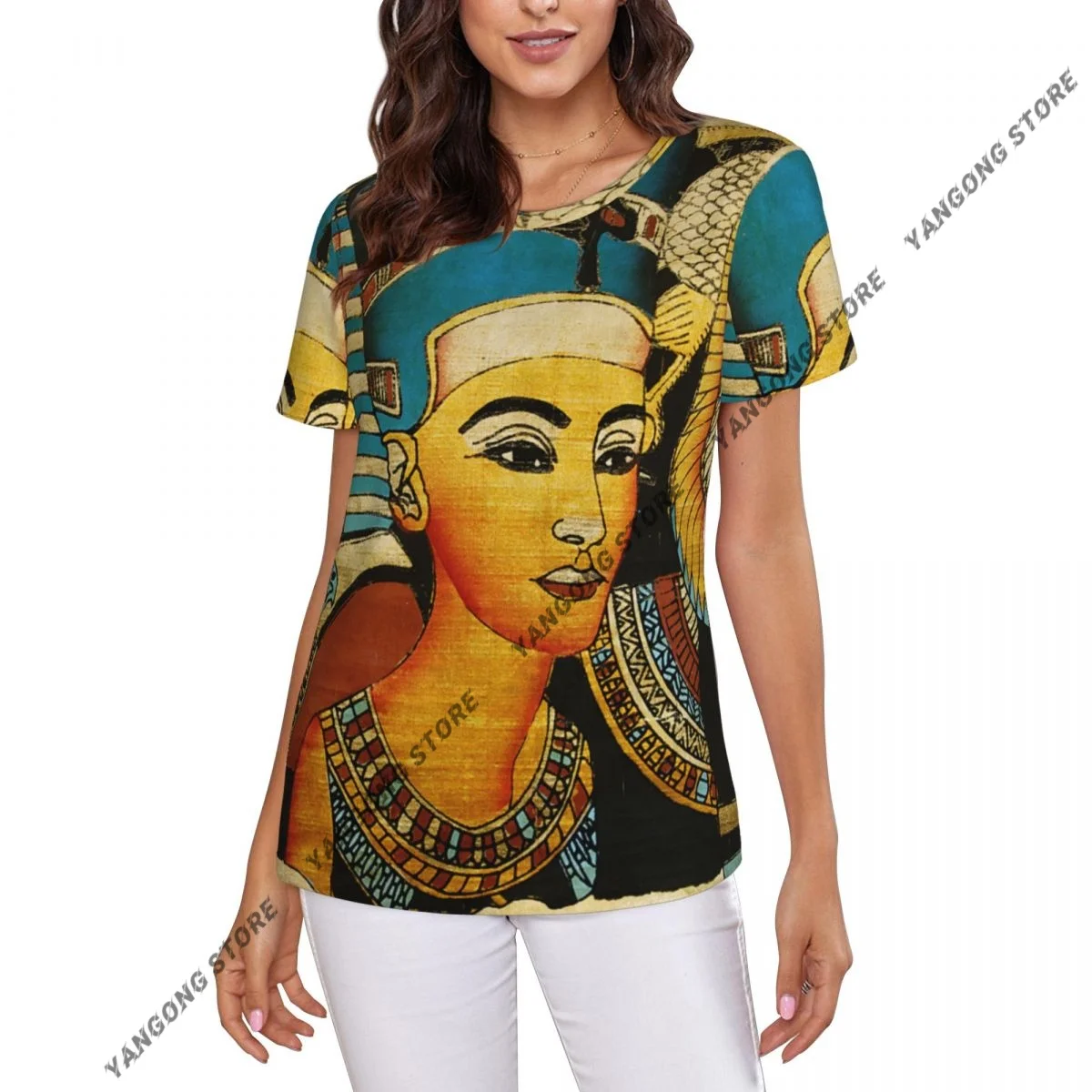 Women's T-shirt ladies casual Ancient Egyptian Parchment female T-shirt short-sleeved T-shirt summer thin tops