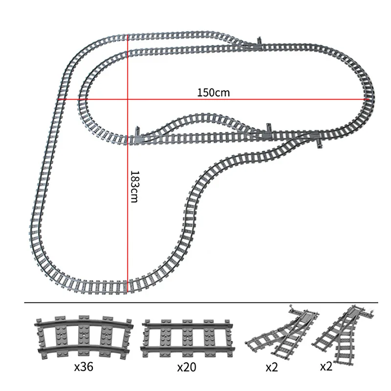 Compatibel Met Lego-Treinrailcombinatie Scène Moc Bouwstenen Diy Cross-Track Spoorbrug Stenen Speelgoed Treinwagon