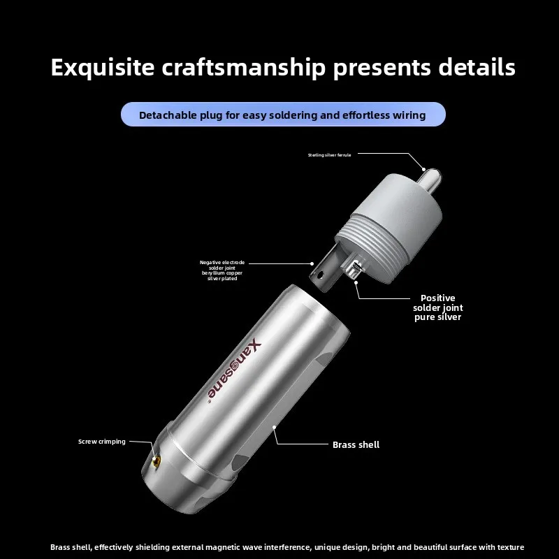 Xangsane/Xiangshen Sterling Silver RCA Audio Plug Audiophile Grade Signal Cable Coaxial Sterling Silver Lotus Terminal Welding