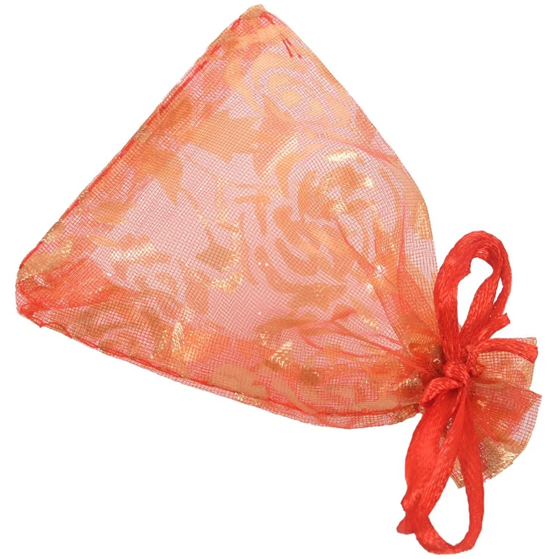 400Pc 7X9cm Rose Organza Drawstring Gift Jewelry Bags Pouches Wedding Xmas Party Gifts Bags Red