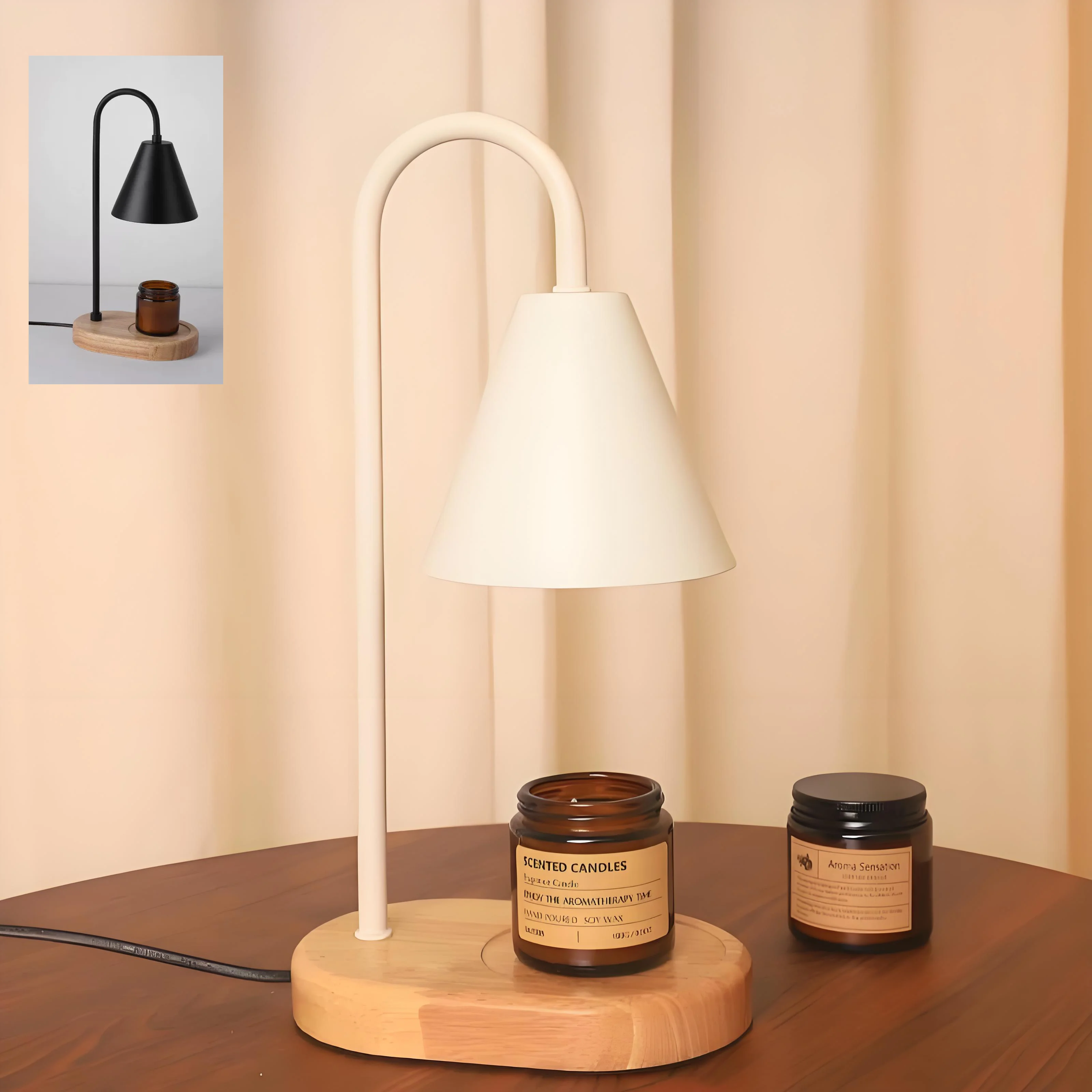 110V/230V Electric Candle Warmer Wax Melting Light  Creative Aromatherapy Table Wooden Base Bedside Decor view 6