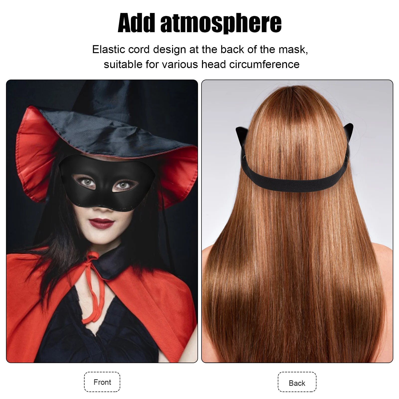

Black Mask Halloween Party Supplies Unique Half Face Decorative Plastic Masks for Adults Masquerade Accessories Lightweight
