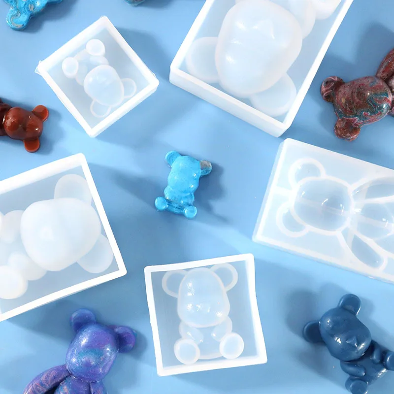 Crystal Epoxy Semi-dimensional Bear Cub Silicone Mold DIY Ornaments Little Bear Big Violent Bear Ornaments Creative Handmade