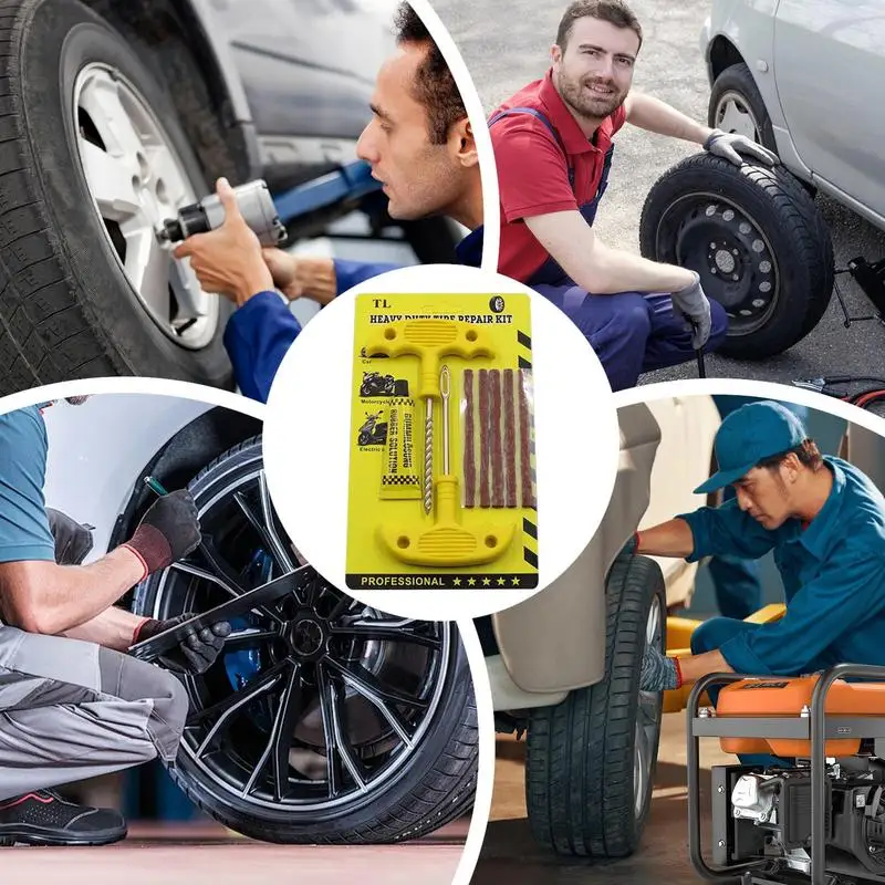 Tire Plug Repair Kit Portable Tire Patch Kit Tubeless Tire Repair Kit Lightweight Tire Patch Tools Tire Plugging Kits For