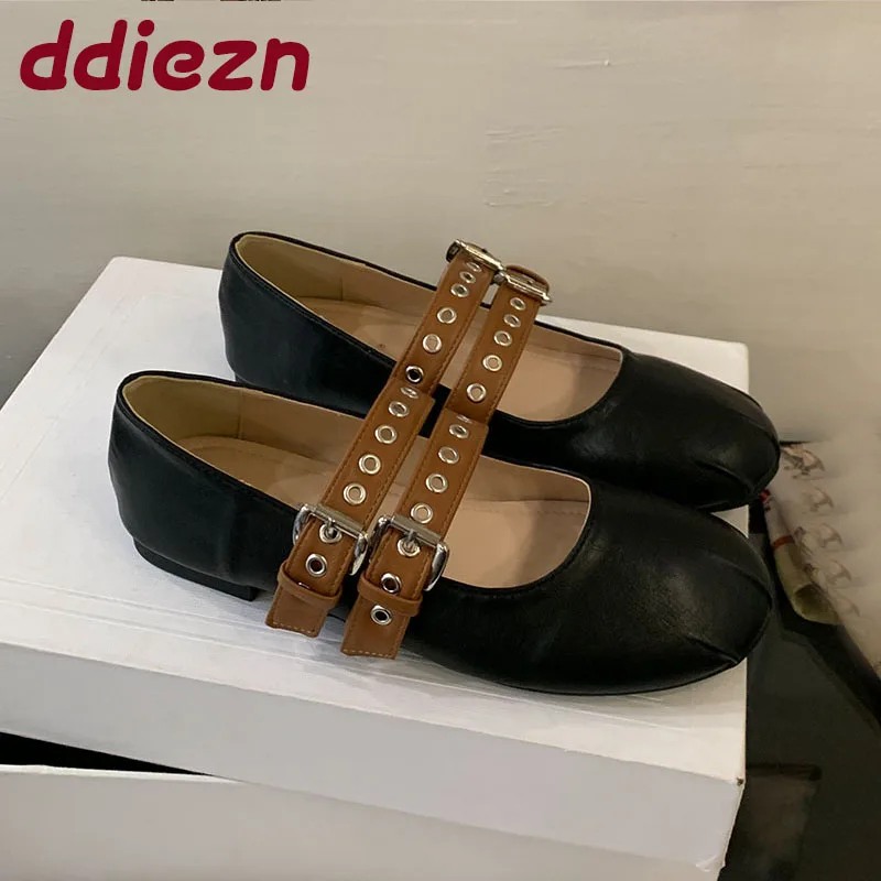 

Обувь с круглым носком, женские туфли на плоской подошве с туфлями, мягкие женские модные туфли Мэри Джейн на плоской подошве с пряжкой и ремешком