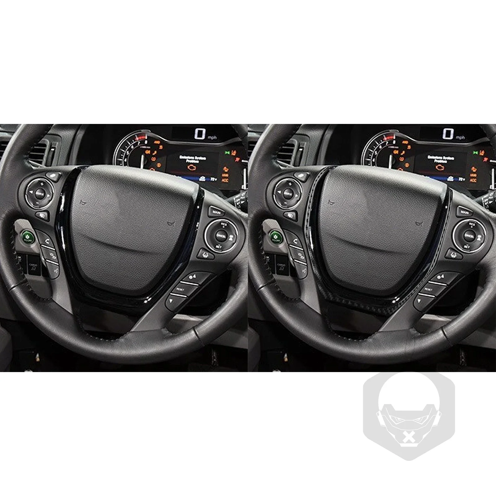 For Honda Ridgeline Pilot Passport Car Accessories Carbon Fiber Steering Wheel Top Button Interior Cover Trim Modified Sticker 3