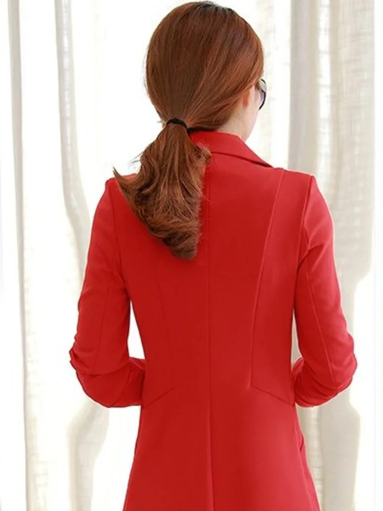 Blazer Women Solid Color Long Sleeves Temperament Business Single-breasted Fashion Office Casual Elegant Blazer New