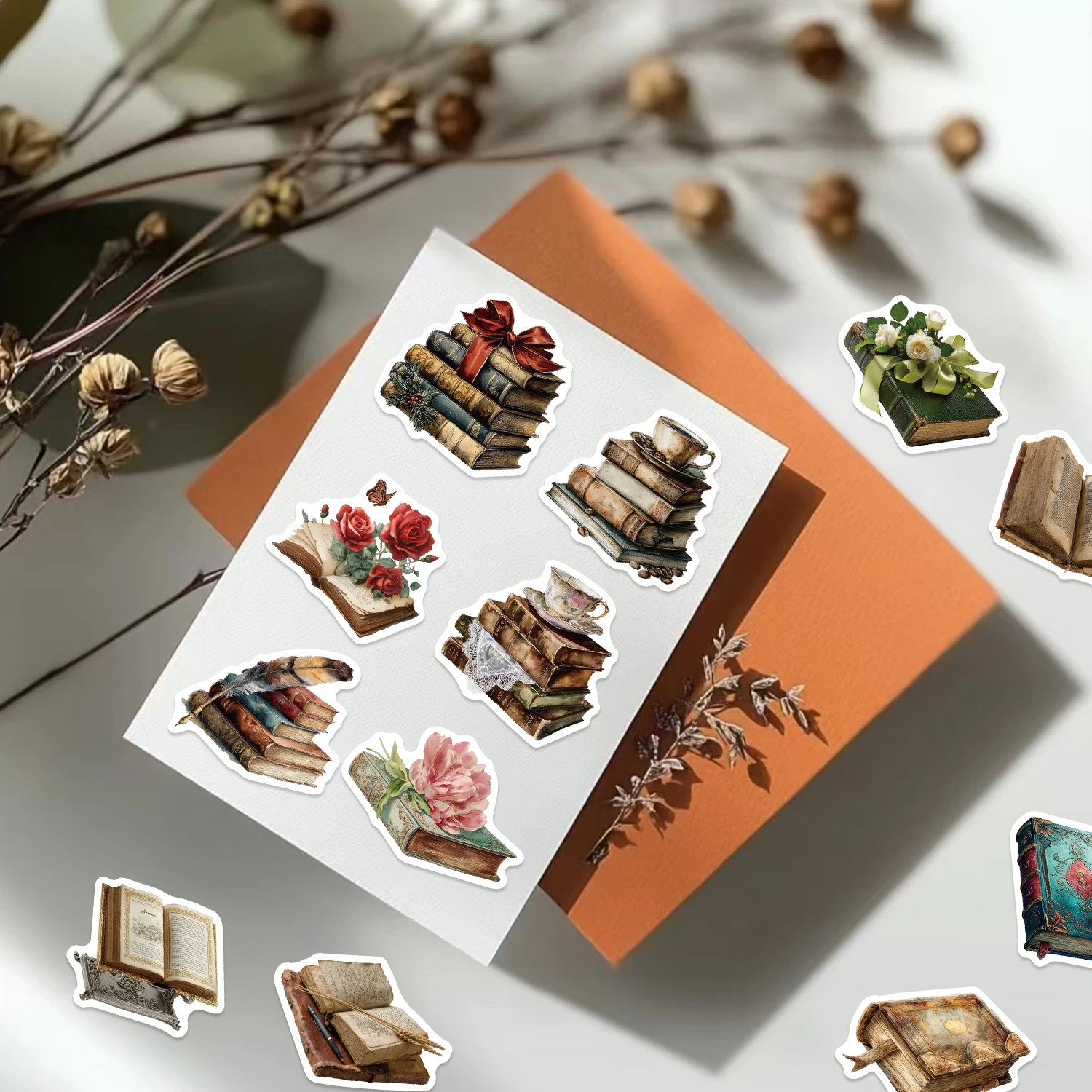 50PCS Aesthetic Creative Retro Books DIY Phone Cases Notebook Decorations Personalized Decorative Stickers