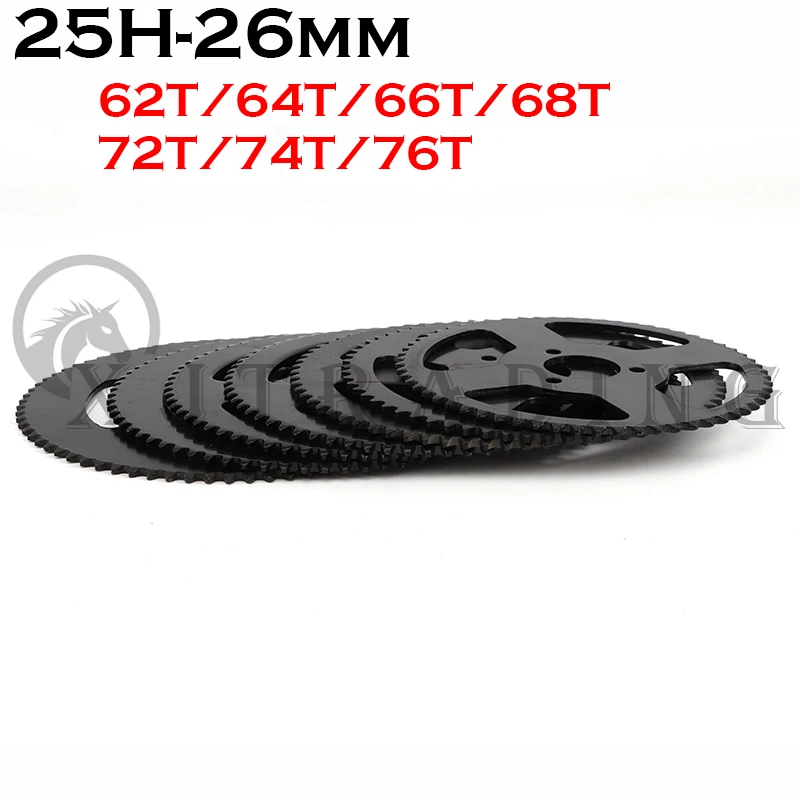 25H 62T 64T 66T 68T 72T 74T 76T 80T Tooth 26MM Rear Sprocket For 2 Stroke 47CC 49CC Mini Moto ATV Quad Dirt Pit Pocket Scooter