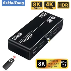 8K 60Hz HDMI Audio Extractor 4K 120Hz RGB 4:4:4 HDMI 2.1 Audio Splitter Converter 7.1 De-embed for PS5 PS5 XBox