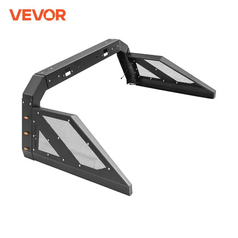 VEVOR Truck Bed Roll Bar High-Grade Steel for Pickup Truck Adjustable Height and Width W/ 6 Amber Side Marker Lamps Mounting Kit