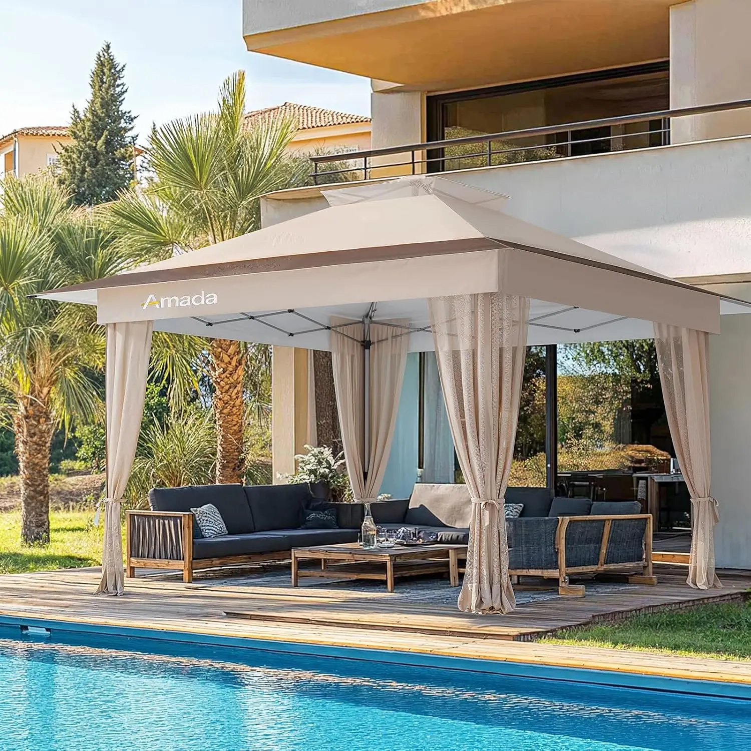 Amada 13x13 Pop Up Gazebo for Backyard & Patio Furniture,Gazebos on Clearance with Wheeled STO-N-Go Cover Bag,Carpa Pop Up