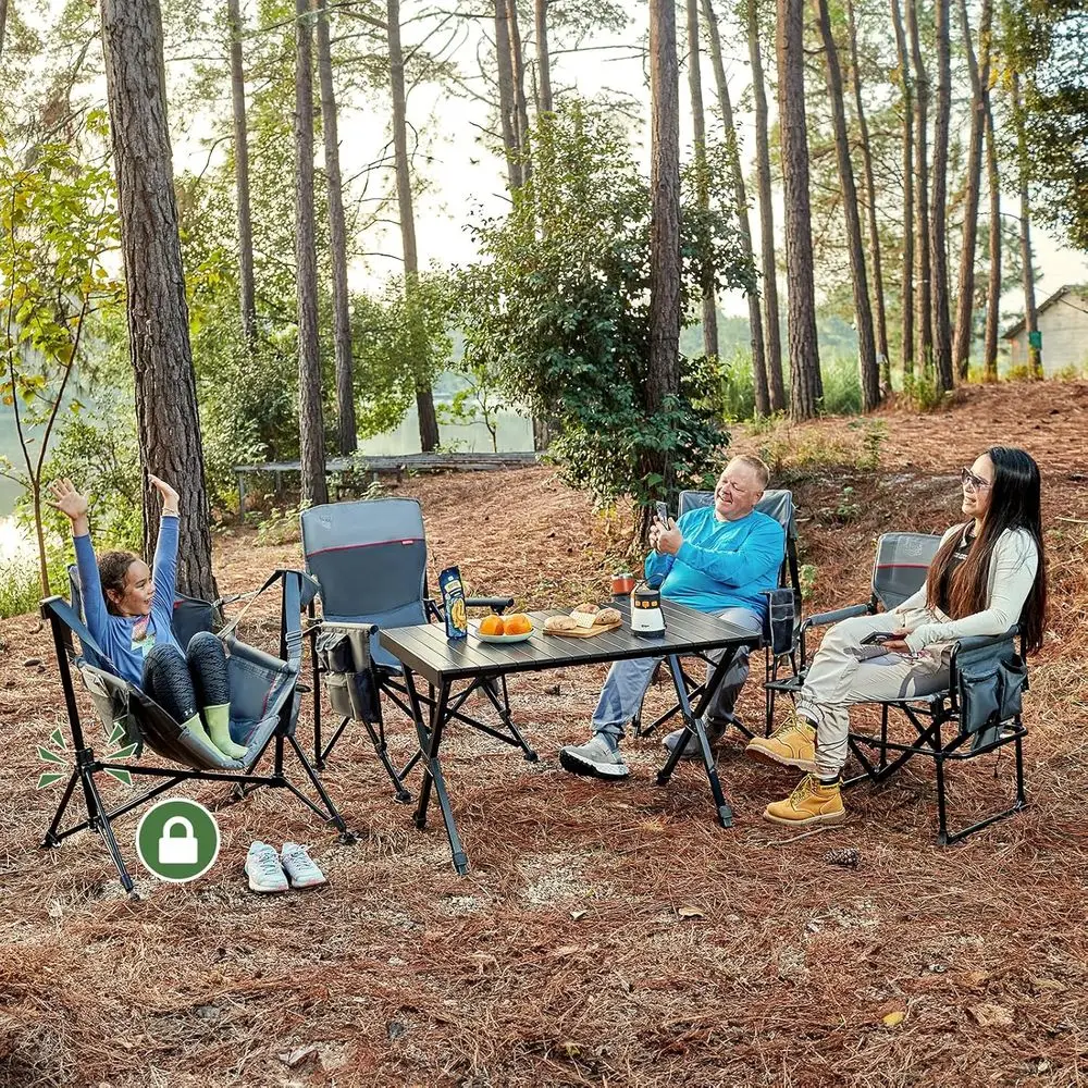 كرسي هزاز ساخن كبير الحجم مع ظهر وارتفاع قابل للتعديل، مقعد هزاز محمول قابل للطي للاستخدام في الهواء الطلق، يدعم #2