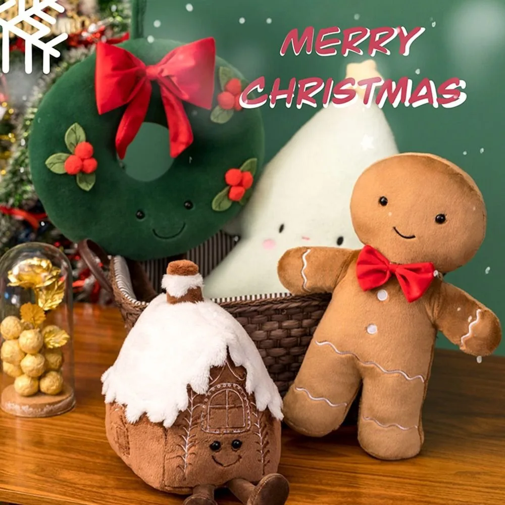 Christmas Tree Plush Cartoon Pillow Gingerbread Man Party Decor Living Room Sofa Doll Cushion Soft Tree Shape Pillow Ornaments