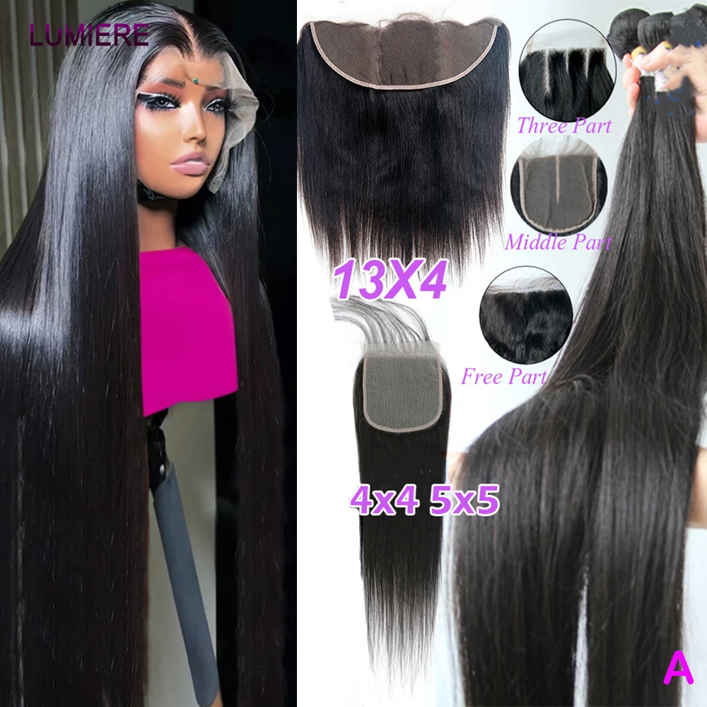 

18A оптовая продажа, высокое качество, прямые пучки с HD-застежкой, фронтальная часть, 100% натуральные человеческие волосы, плетение 3/4 пучков, дешевое наращивание