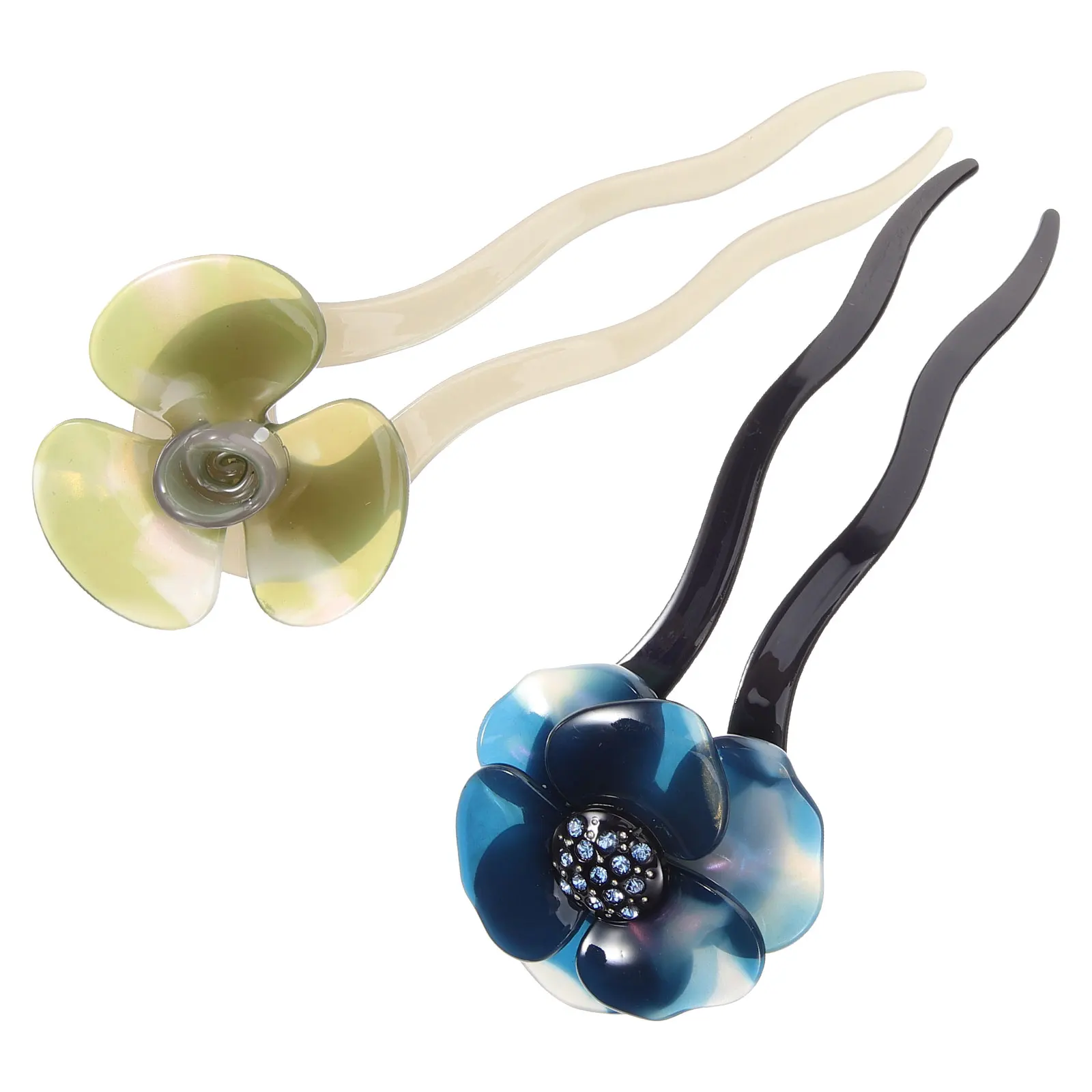

2pcs Rhinestone Elegant Retro Bride Accessories Retro Hair Stick Acetate Flower Decor Traditional Headdress Hair Tool