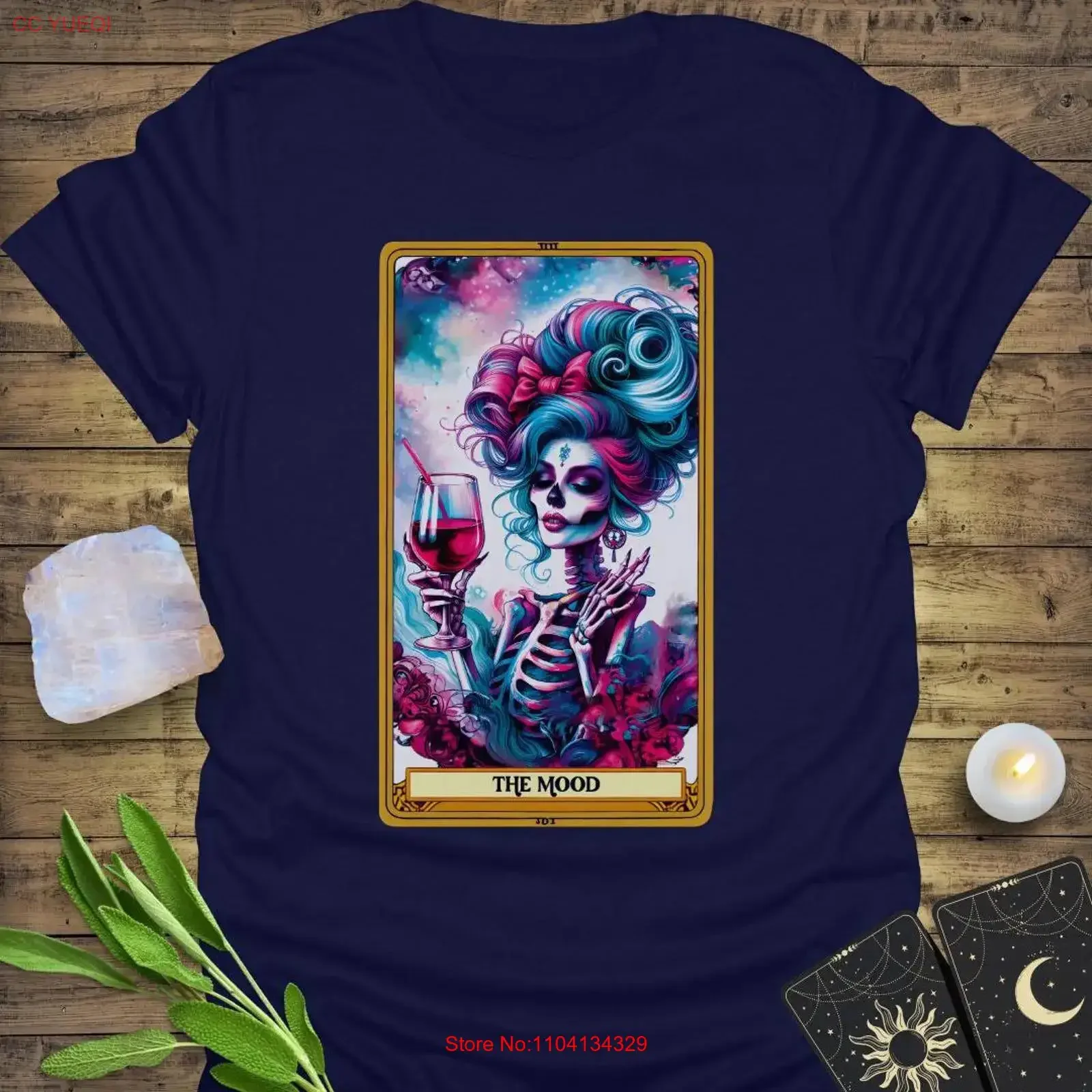 The Mood Tarot T Shirt Funny Witchy Esoteric Mystical Boho Fashion Spiritual for Women vintage Washed Casual homme Stretched
