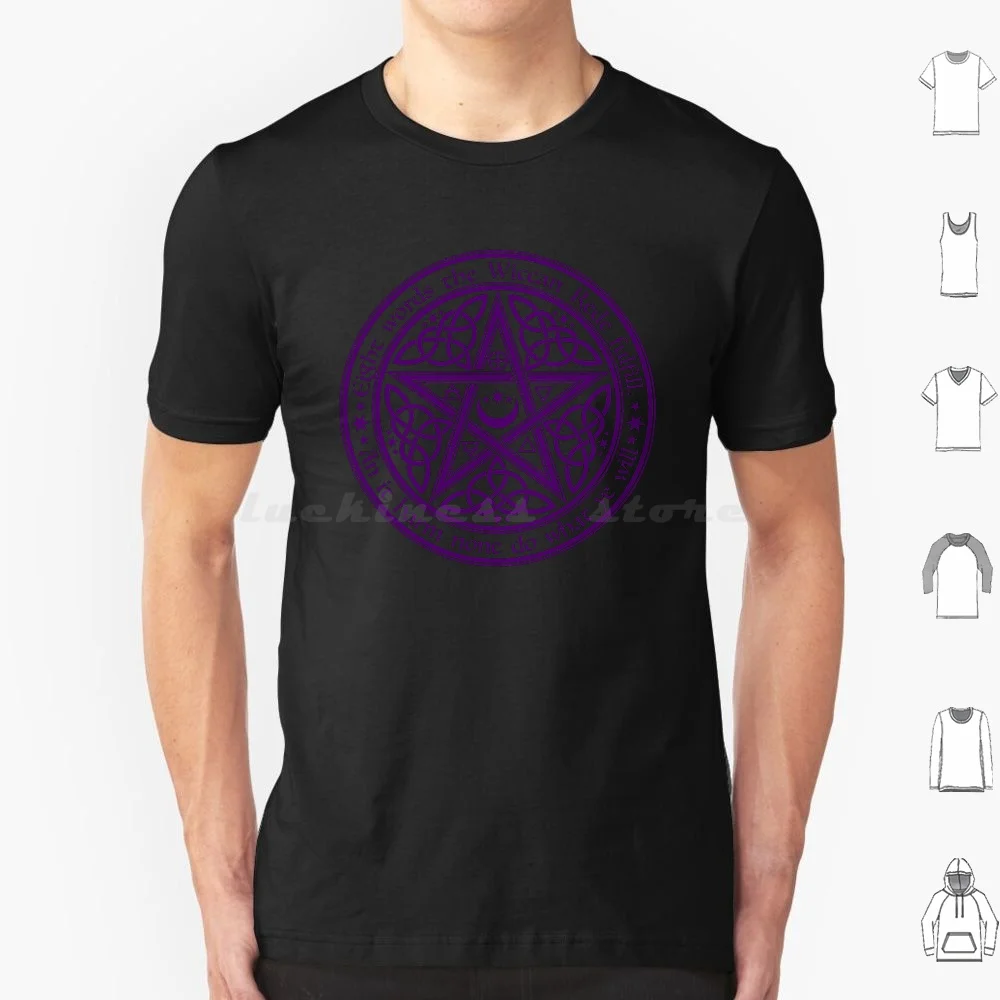 Camiseta de pentáculo para hombres, mujeres y niños, 6xl, pentáculo, bruja, Wicca, Wiccan, Neo, magia pagana, daño, ninguno, No daña, Wiccan Rede Do As Ye Will