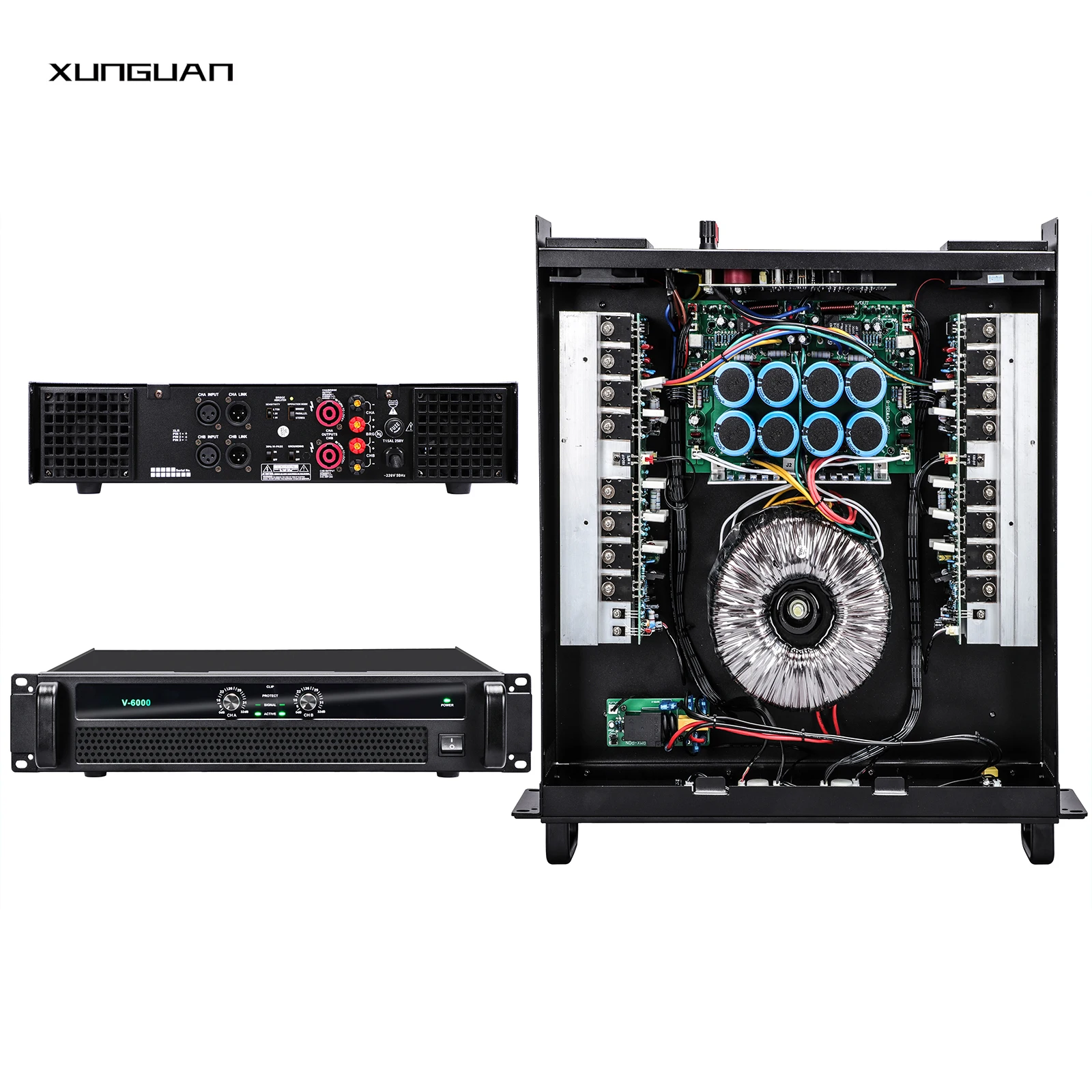 

V-6000 With Display Shown Logo/Brand 250/350/500/600/800Watts Home Theater Power Amplifier 2 Channels 2U