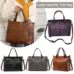 Damska skórzana torba na ramię w stylu vintage, duże skórzane torebki torby robocze z wieloma kieszeniami torba materiałowa torebki typu crossbody dla kobiet