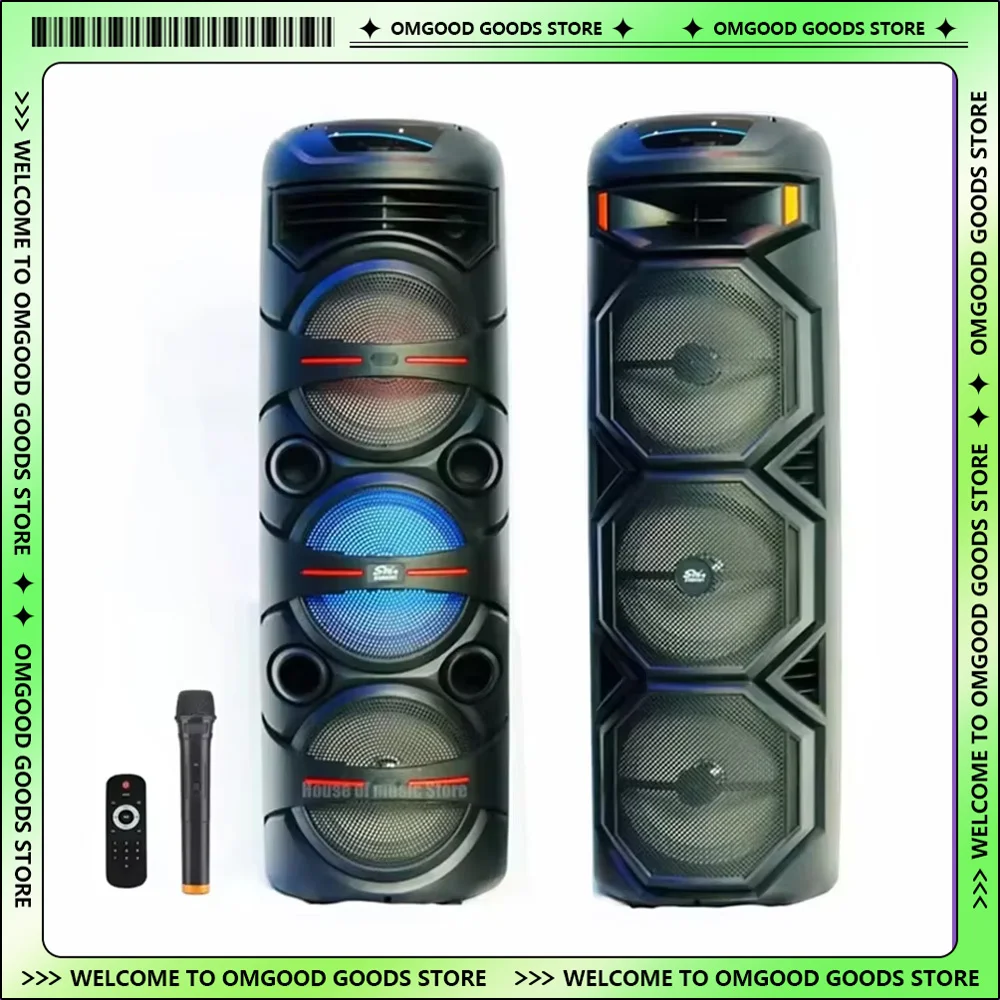 ZQS8301 02 Wireless 40W High Power Bluetooth Speaker 3x8 Inch DJ Stage LED Light Multimedia Karaoke Music System Loudspeakers