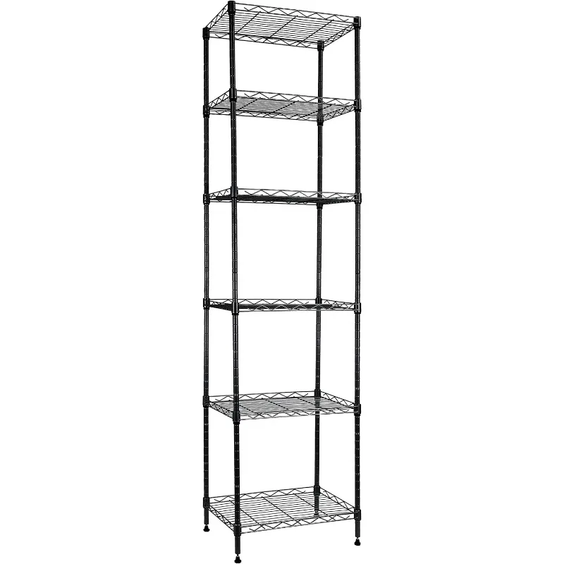 

6 Wire Shelving Steel Storage Rack Adjustable Unit Shelves for Laundry Bathroom Kitchen Pantry Closet