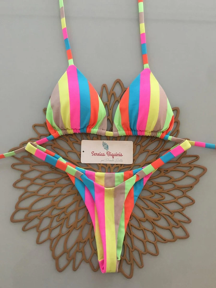 

Микро-бикини 2026, женский купальник, сексуальный купальник, полосатый комплект бикини, бразильское бикини, женские стринги, пляжная одежда, праздничная одежда