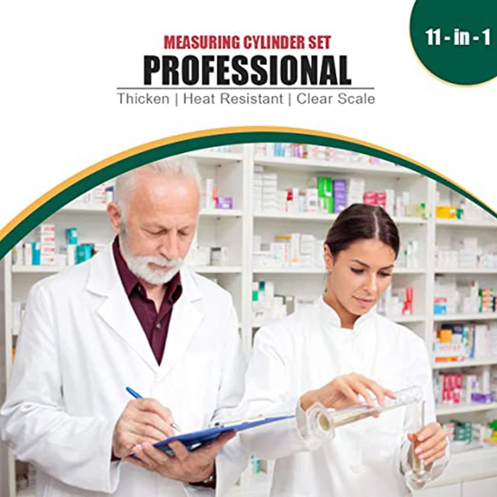 Gfc-유리 그라디언트 실린더 세트,두꺼운 실험실 실린더 측정 실린더,유리 점적기 2개,브러시 2개 및 교반 막대