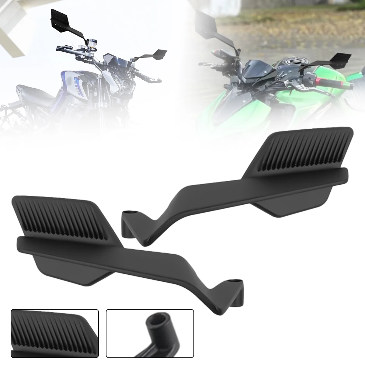 Motorcycle Side View Mirror For Kawasaki Z1000 Z900 Z800 Z750 Z650 Z400 Z300 Z250 Z125 Rearview Mirrors Kits Rotate Adjustable image 6