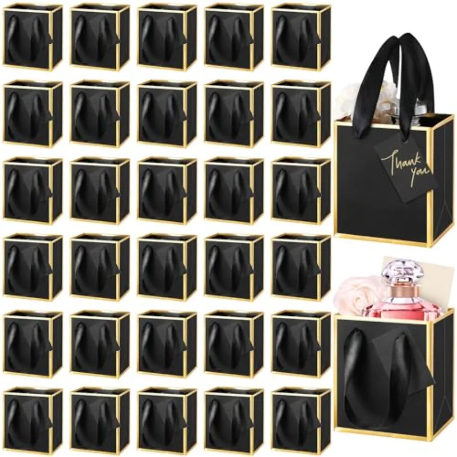 

Pcs Mini Metallic Paper Gift Bags with Handles 4x2.75x4.5'' Tiny Small Gift Bags with Thank You Tag for Wedding Graduation Birt