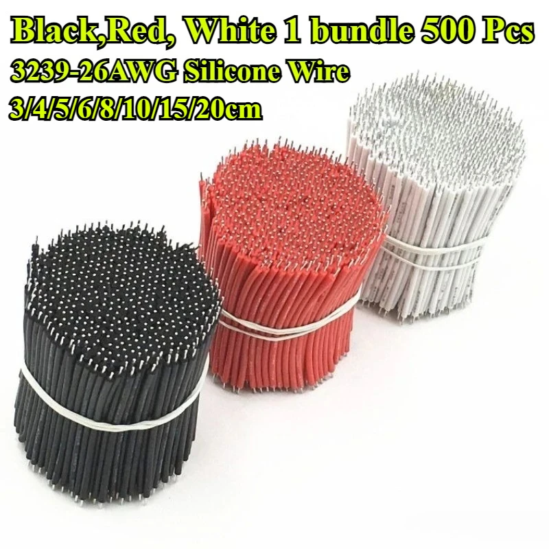 

3239-26AWG Silicone Cable Soft Tin Plated Wire PCB Solder Cable Fly Jumper Line 3/4/5/6/8/10/15/20cm High Temperature Resistanc