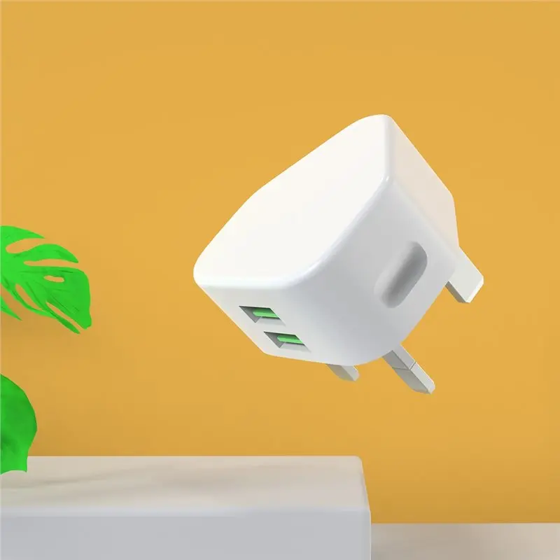 B04B-UK Dual USB Plug Adapter 3PCS 12W 3 Pin Mains Charge Head 5V 2A USB Plugs Adaptor UK Plug