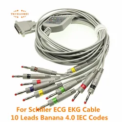 For Schiller EKG Cable One Piece 10 Leads DB15 Pin AHA or IEC Banana AT1 AT2 AT4 Biomedica P80 Mortara ELI250 ELI150 ECG Wire