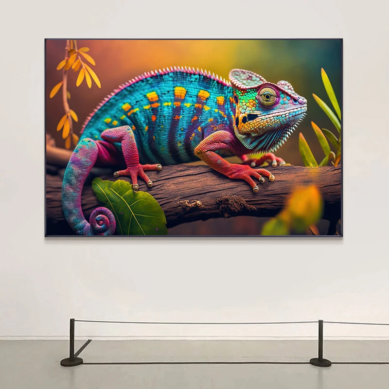 Wall Art Colored Beautiful of Chameleon Panther Canvas Painting Wild Lizard Pictures Posters for Living Room Decoration Cuadros