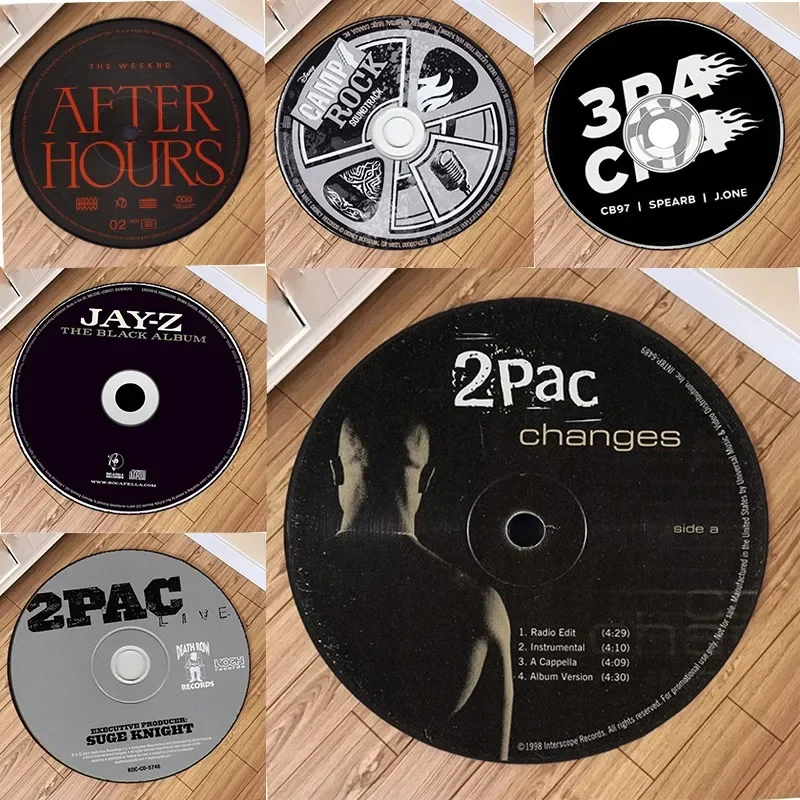 

2PAC Style Circular Carpet Pattern Area Rugs Round Floor Mat Living Room Bathroom Kitchen Rug Non-slip Mats Doormat Decoration