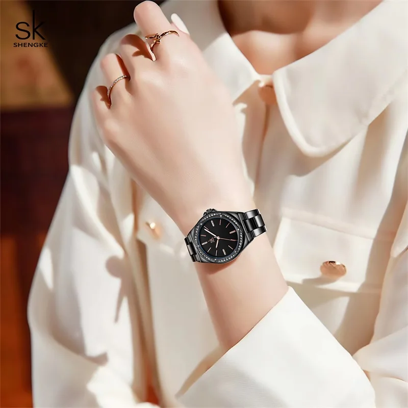 Shengke New Arrival Fashion Women\'s Quartz Watches Top Luxury Diamond Ladies Wristwatches Best Brand Gifts HM Relógios Femininos