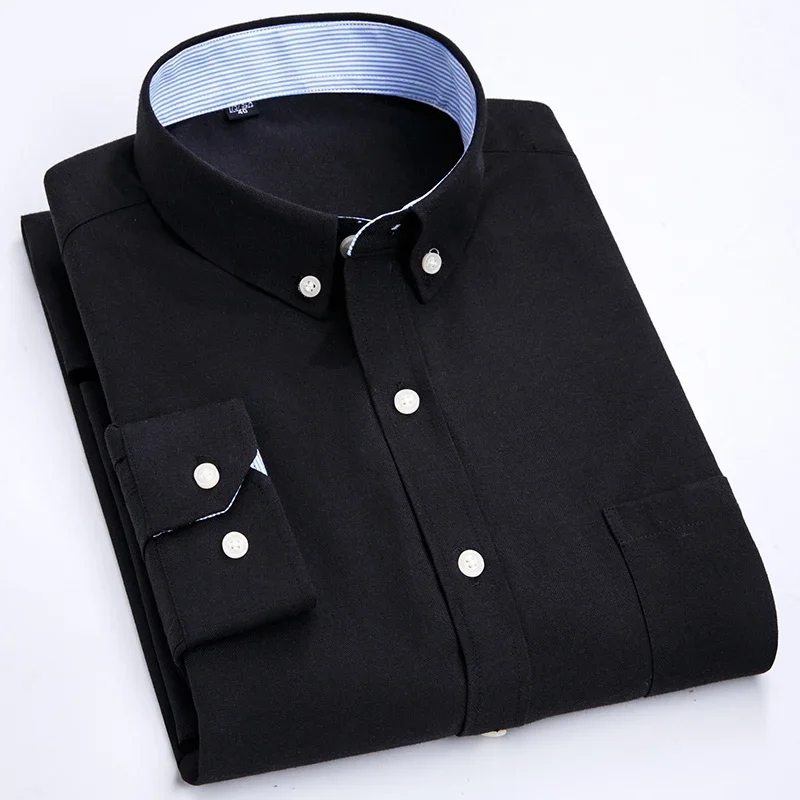 Mens Button Down Classic Oxford Long Sleeve Shirts Business Chest Pocket Dress Shirt Comfortable Casual Standard Fit Work Shirts