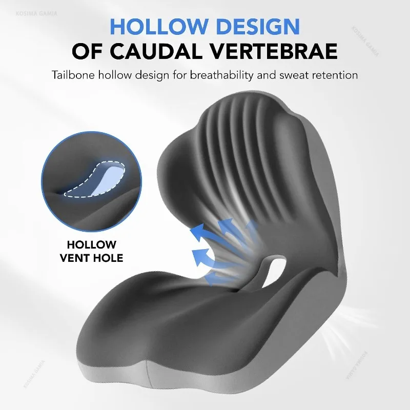 Ergonomic Memory Foam Seat Cushion Office Chair Seat Cushion Lumbar Support Pillow Orthopedic Pad Tailbone Sciatica Pain Relief