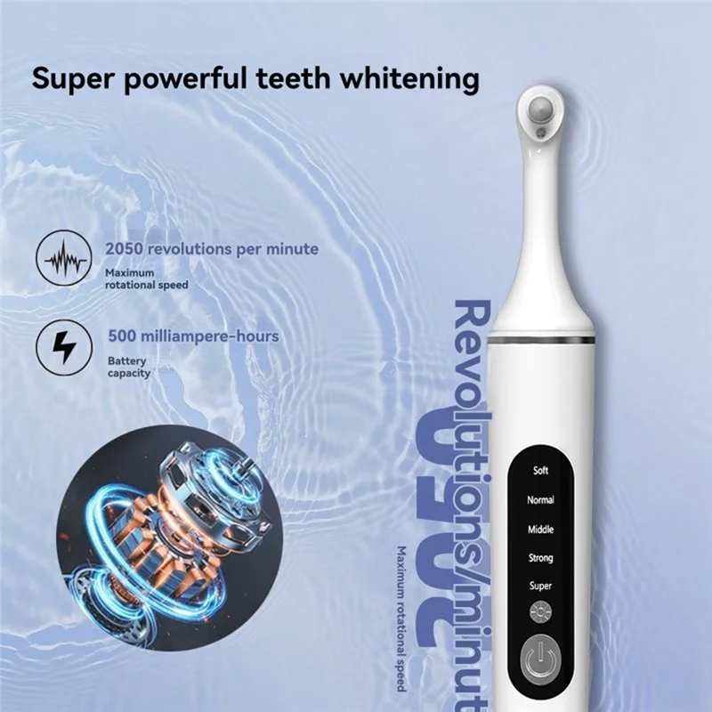 ملمع أسنان TCF مع 6 رؤوس فرشاة، مجموعة تبييض الأسنان القابلة لإعادة الشحن للتنظيف والتلميع