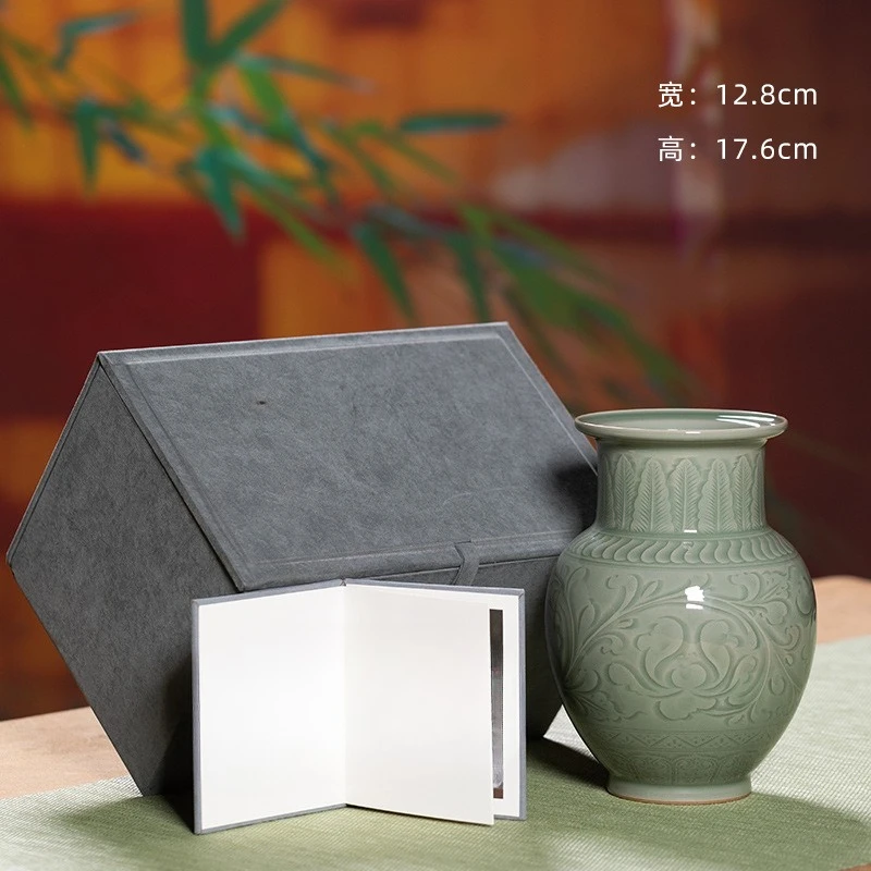 Vase handgefertigte High-End-Porzellanverzierung, Keramikblumenarrangement Vase im chinesischen Stil, große Wohnzimmer-Porzellanvase