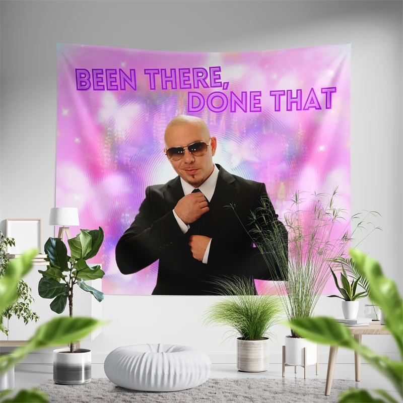 Aertemisi Mr Worldwide Been There Done Pitbull Mr 305 Funny Meme That Tapestry Wall Hanging Art for Bedroom Living Room Decor