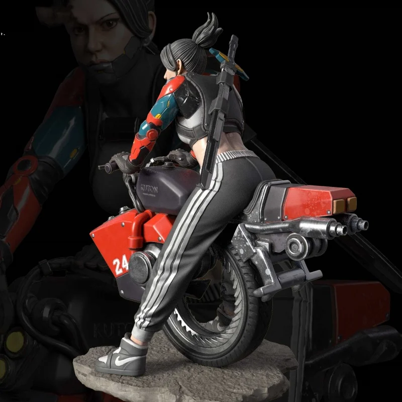 

Мотоциклетная девушка будущего, полная смоляная фигурка, масштаб 1/24, сборная миниатюрная модель, комплект в разобранном виде, неокрашенная диорама, игрушки