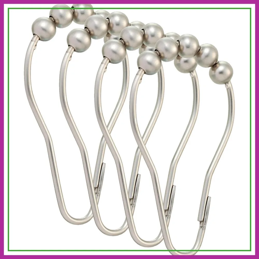 

48 Pack Shower Curtain Rolling Rings, Brushed Nickel Finish, Smooth Glide