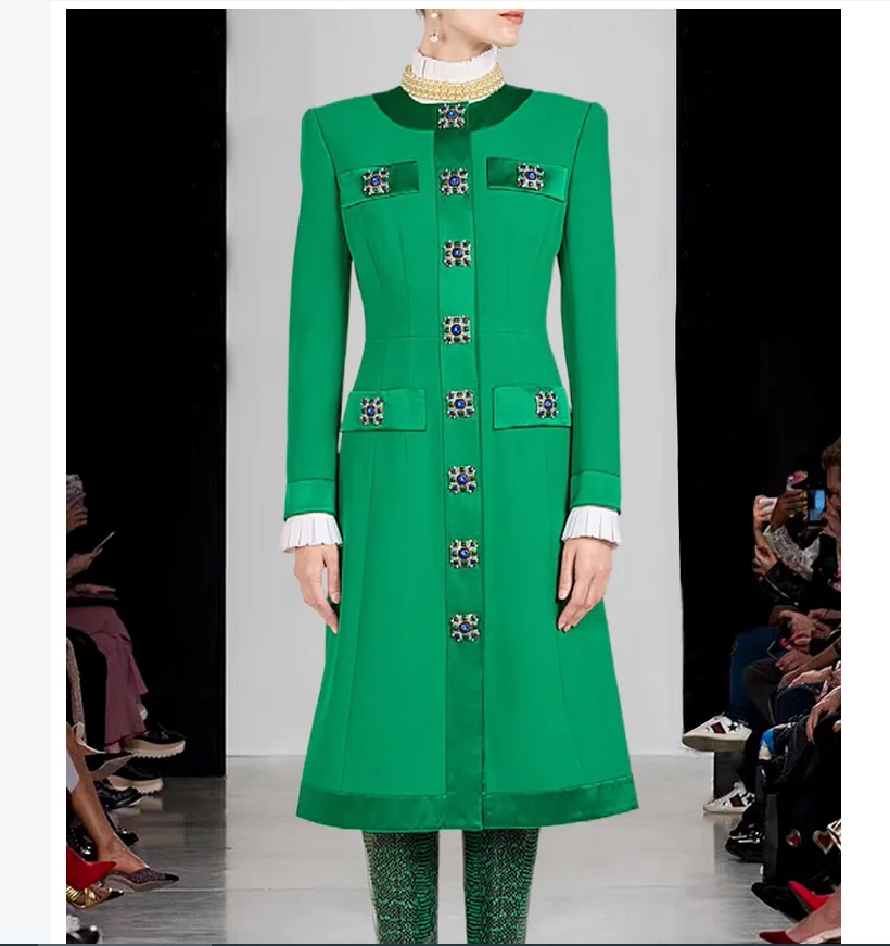 

utumn and winter round necked long sleeved dress with a dignified female temperament jacket