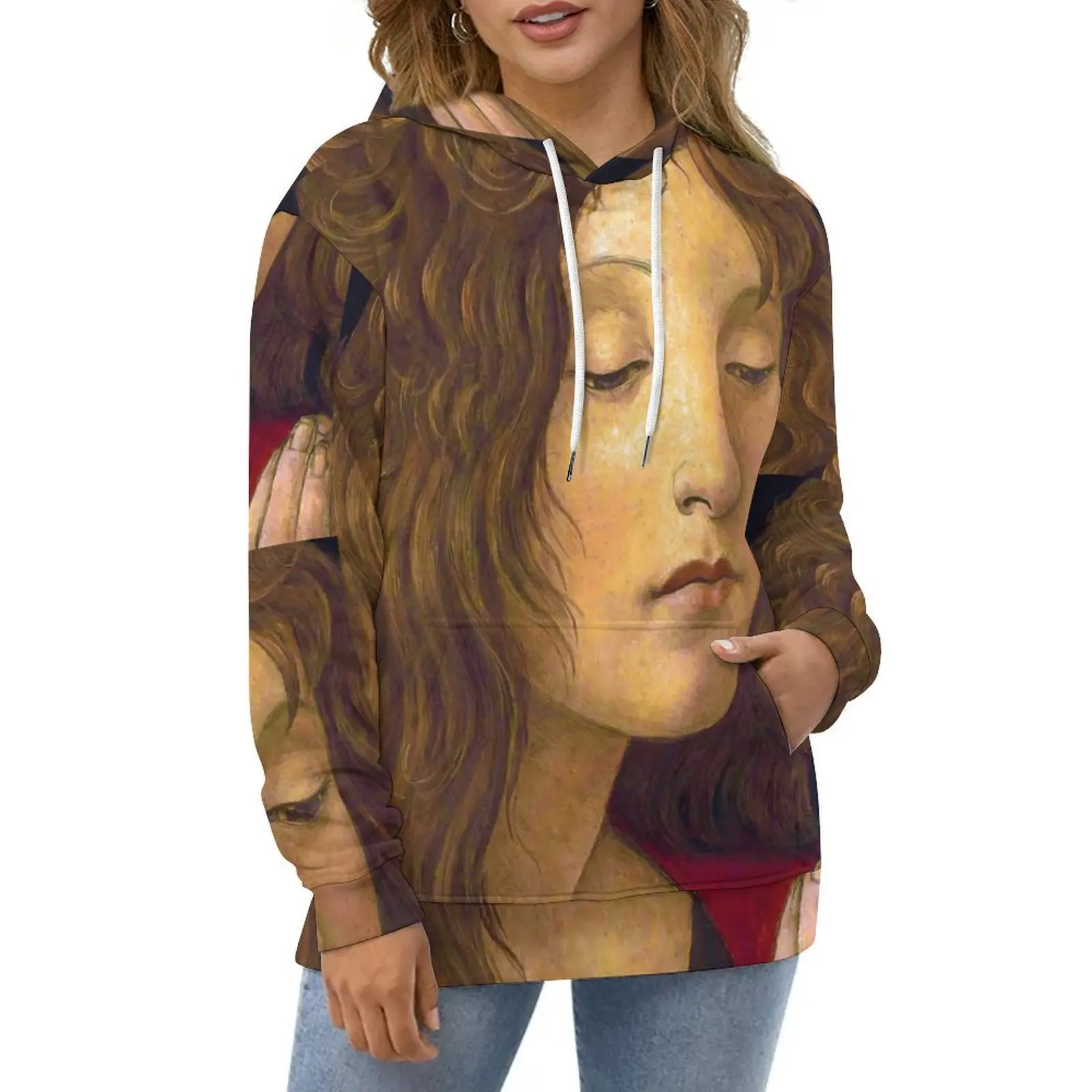 

Sandros Botticelli Casual Hoodies Saint John Retro Hoodie Woman Long Sleeve Korean Fashion Design Loose Oversized Clothes