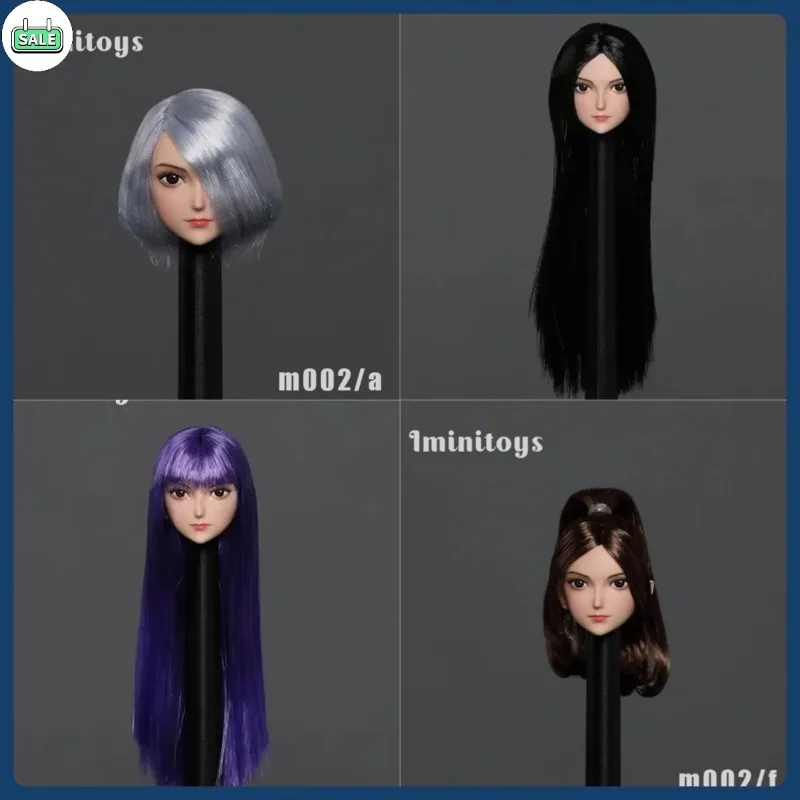 

Iminitoys1/6 M002 Anime Beautiful Girl Head Carving Female Soldier Head Sculpt Model for 12" Figures White Skin Doll Body DIY